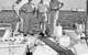Trieste Project Nekton leadership at Guam 1959.  Left to Right: Larry Shumaker; Don Walsh; Dr. Andy Rechnitzer, Program Manager and Chief Scientist; and Jacques Piccard. Photo Courtesy Don Walsh