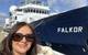 Dr. Virmani in front of Schmidt Ocean Institute's research vessel Falkor in Fremantle, Australia prior to the vessel's departure for its Ningaloo Canyons expedition. © Schmidt Ocean Institute