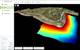 Visualization of bathymetry (from echo sounder) data combined with a colorized point cloud, processed in DroneGIS software. Image courtesy SPH Engineering