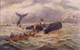 Whaling Painting: This mid-19th century painting depicts the dangers of whaling. As a whaler strikes a final blow, his whaling ship stands by in the distance to receive and process the whale into oil. Image courtesy of the New Bedford Whaling Museum Library and Archives